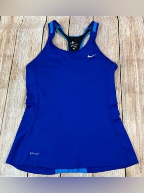 Women’s Nike Dri Fit Blue Stretch Racer Back Tank Top Built in Bra Medium